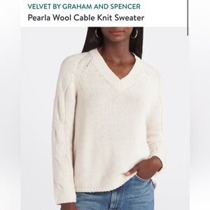 Velvet by Graham and  Spencer Pearla Wool Cable knit Sweater